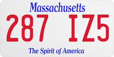 MA license plate 287IZ5