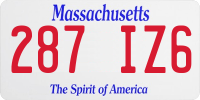 MA license plate 287IZ6