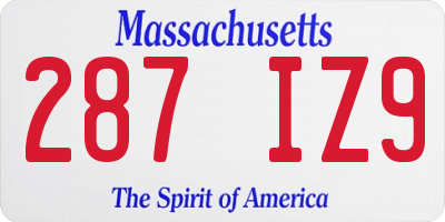 MA license plate 287IZ9