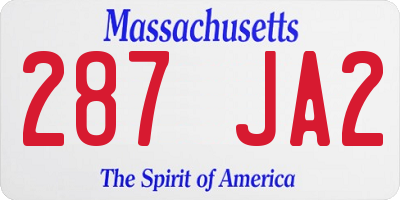 MA license plate 287JA2