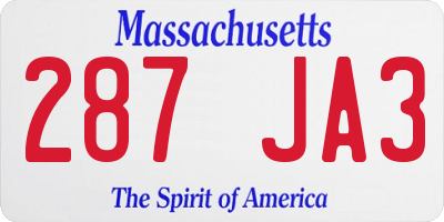 MA license plate 287JA3
