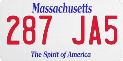 MA license plate 287JA5