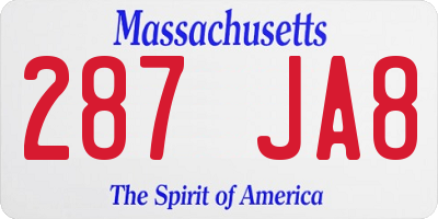 MA license plate 287JA8