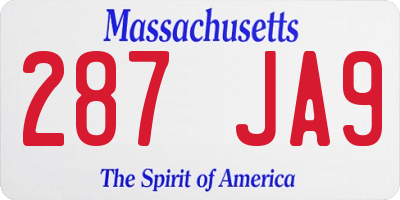 MA license plate 287JA9