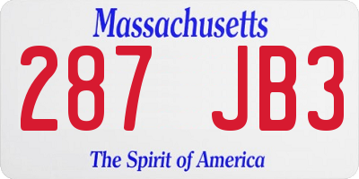MA license plate 287JB3