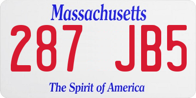 MA license plate 287JB5