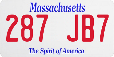 MA license plate 287JB7