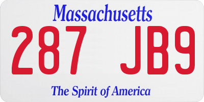 MA license plate 287JB9