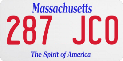 MA license plate 287JC0