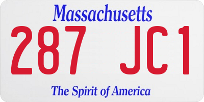 MA license plate 287JC1