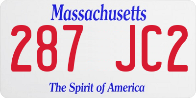 MA license plate 287JC2