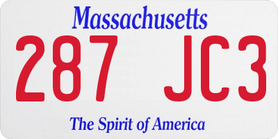 MA license plate 287JC3