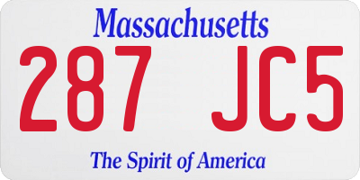 MA license plate 287JC5