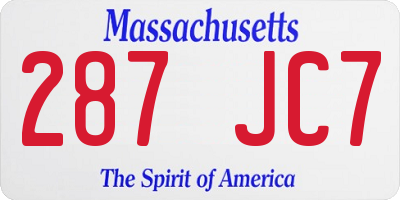 MA license plate 287JC7