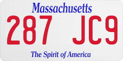 MA license plate 287JC9