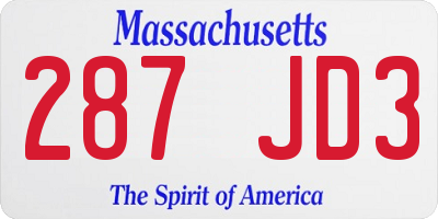 MA license plate 287JD3