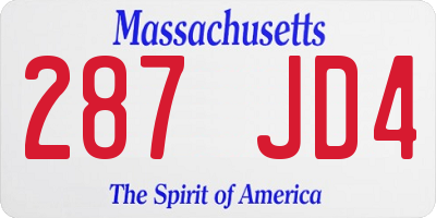 MA license plate 287JD4
