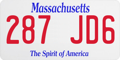 MA license plate 287JD6