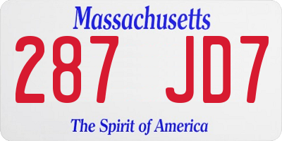 MA license plate 287JD7