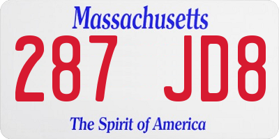 MA license plate 287JD8