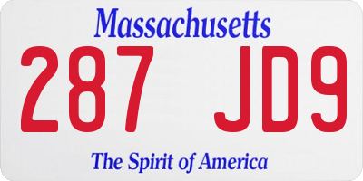 MA license plate 287JD9