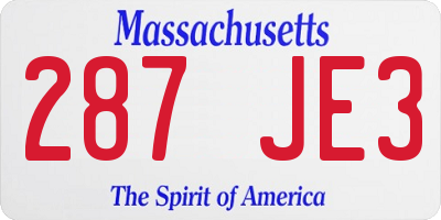 MA license plate 287JE3