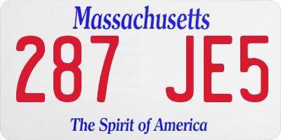 MA license plate 287JE5