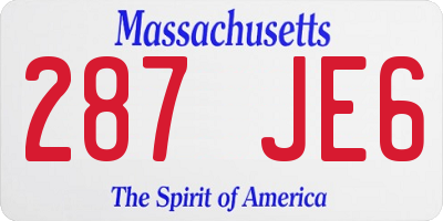 MA license plate 287JE6