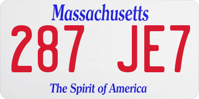 MA license plate 287JE7