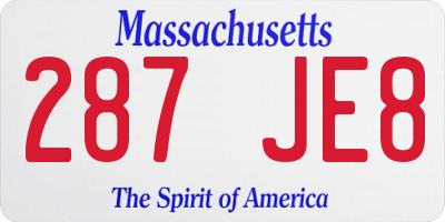 MA license plate 287JE8