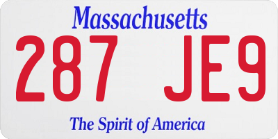 MA license plate 287JE9