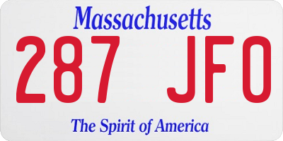 MA license plate 287JF0