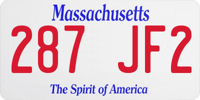 MA license plate 287JF2