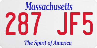 MA license plate 287JF5