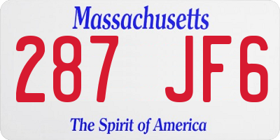 MA license plate 287JF6