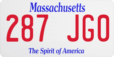 MA license plate 287JG0