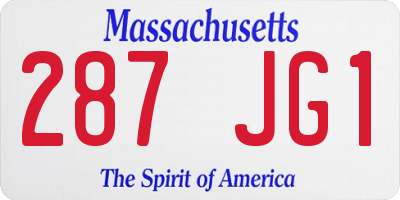 MA license plate 287JG1