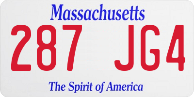 MA license plate 287JG4
