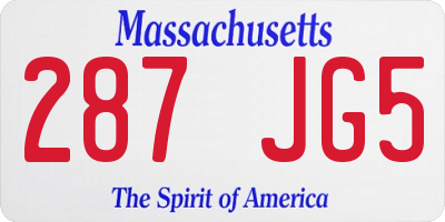 MA license plate 287JG5