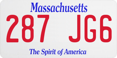 MA license plate 287JG6
