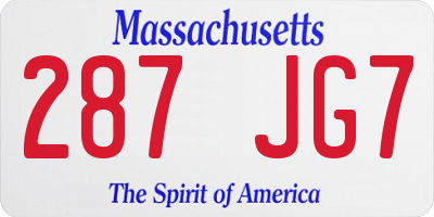 MA license plate 287JG7
