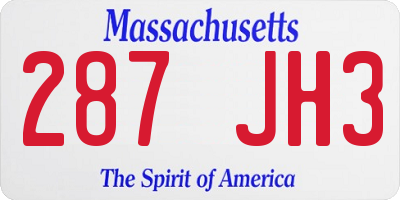 MA license plate 287JH3