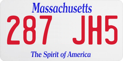 MA license plate 287JH5