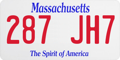 MA license plate 287JH7