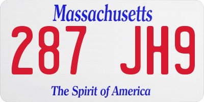 MA license plate 287JH9
