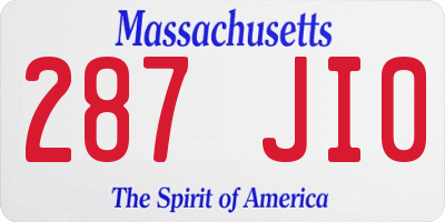 MA license plate 287JI0