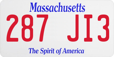 MA license plate 287JI3