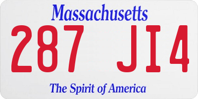 MA license plate 287JI4