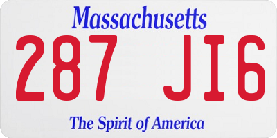 MA license plate 287JI6