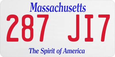 MA license plate 287JI7